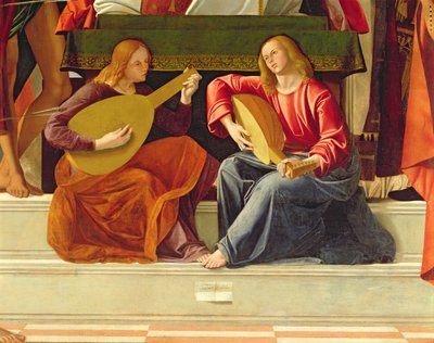 The angel musicians, from the altarpiece of Saint Ambrose (detail) by Alvise Vivarini